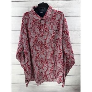 Le Jean‎ De Marithe + Francois Girbaud Button Up Shirt Mens 3XL Red Floral AOP